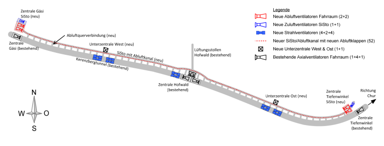 &Uuml;bersicht L&uuml;ftungssystem Kerenzerbergtunnel
